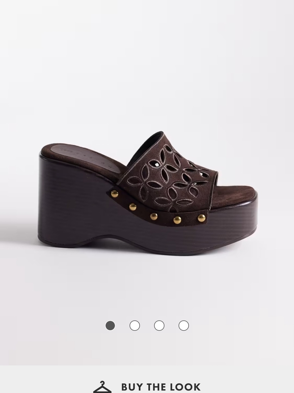 ASOS Chocolate Brown Platform Slide Wedge with Gold Studs